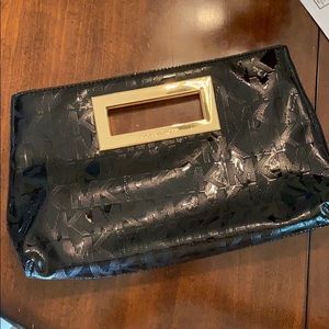 Michael Kors black patent embossed clutch